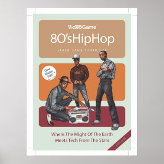 80s hip hop pixel art poster