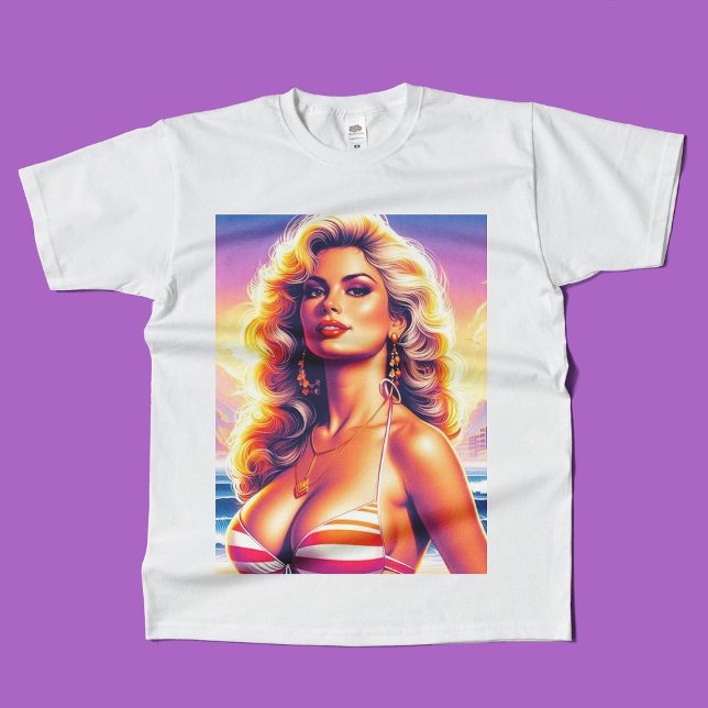 80s Hot Beach Pin-up T-Shirt (Creator Uploaded)