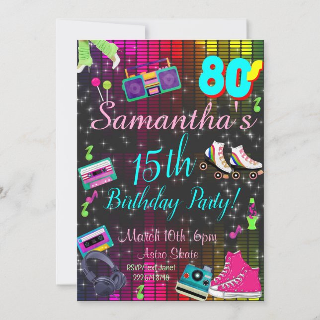 80's Invitation, Back to the 80's, Any Age, Invitation (Front)