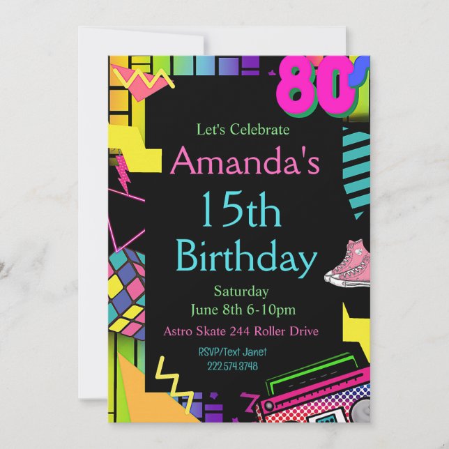 80's Invitation, Back to the 80's, Any Age, Invitation (Front)
