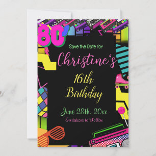 80's Invitation, Back to the 80's, Any Age, Save The Date