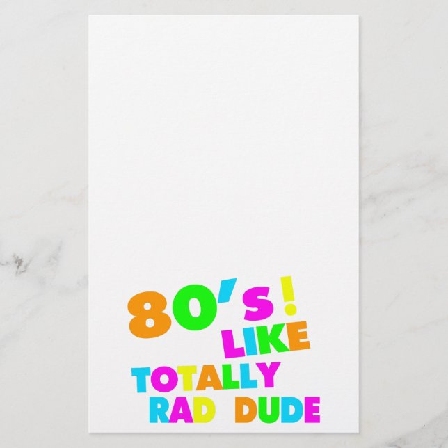 80's Like Totally Rad Dude Neon Stationery (Front)