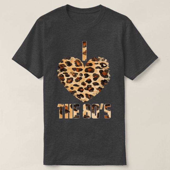 80s Love Disco Music Leopard Heart  T-Shirt (Design Front)