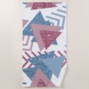80s Lunar Abstract   Dusty Mauve Pink and Blue Beach Towel