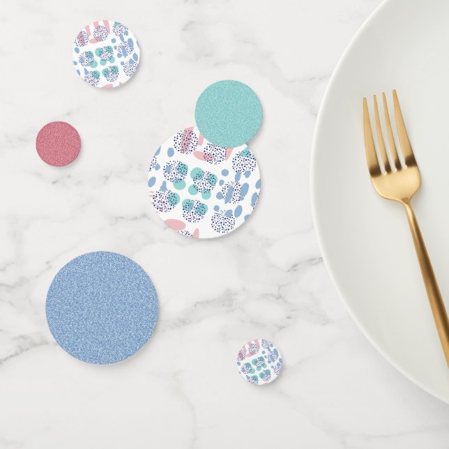 80s Lunar Abstract | Dusty Mauve Pink and Blue Confetti (Group)