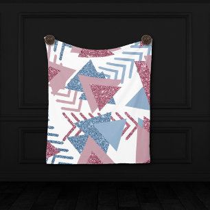 80s Lunar Abstract   Dusty Mauve Pink and Blue Fleece Blanket