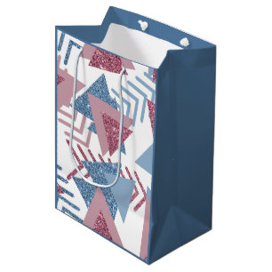 80s Lunar Abstract   Dusty Mauve Pink and Blue Medium Gift Bag