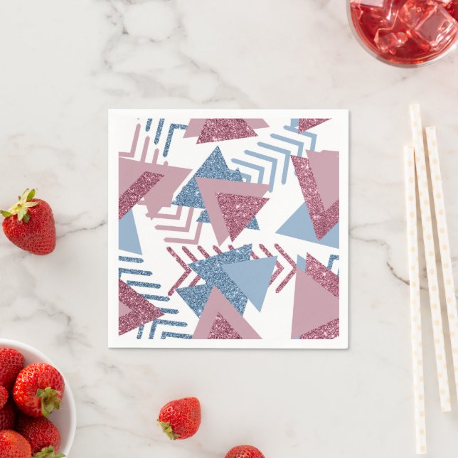 80s Lunar Abstract | Dusty Mauve Pink and Blue Napkin (Insitu)