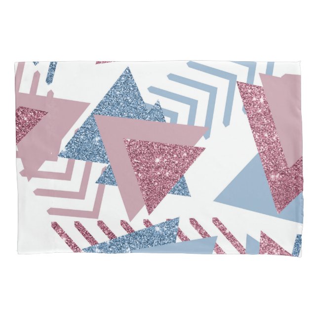 80s Lunar Abstract | Dusty Mauve Pink and Blue Pillowcase (Front)