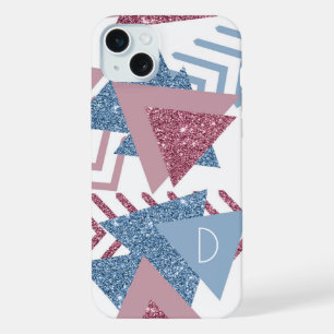80s Lunar Abstract Dusty Pink and Blue Custom iPhone 15 Plus Case