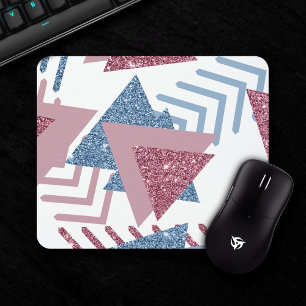 80s Lunar Abstract Dusty Pink and Blue Custom Mo Mouse Pad