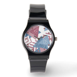 80s Lunar Abstract Dusty Pink and Blue Custom Watch