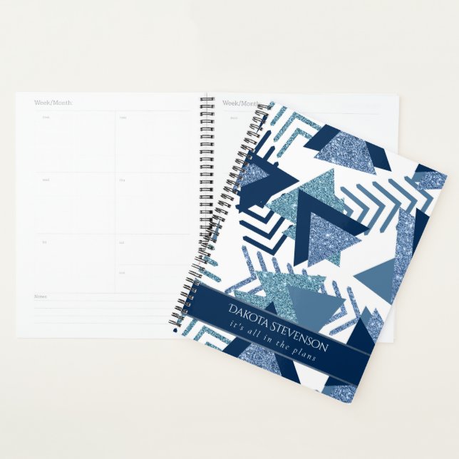 80s Luxe Abstract | Turquoise and Navy Blue Custom Planner (Display)