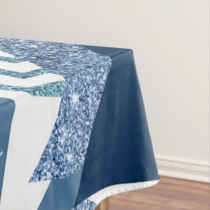 80s Luxe Abstract   Turquoise and Navy Blue Shapes Tablecloth