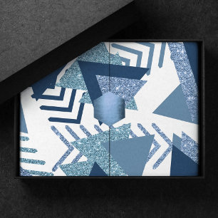 80s Luxe Abstract Turquoise and Navy Blue Shapes Tissue Paper