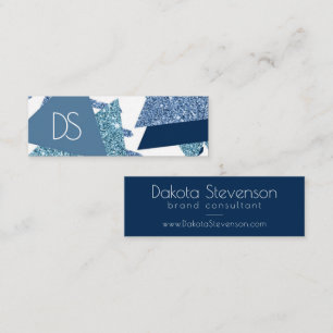 80s Luxe Abstract Turquoise and Navy Website Mini Business Card