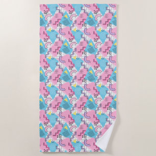 80's Memphis Active Pink Light Blue Beach Towel