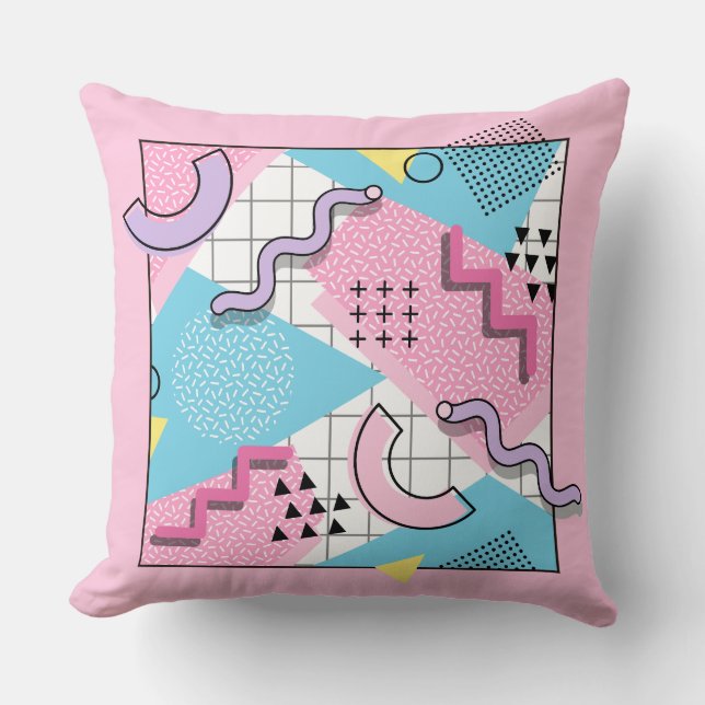 80's Memphis Active Pink Light Blue Cushion (Front)