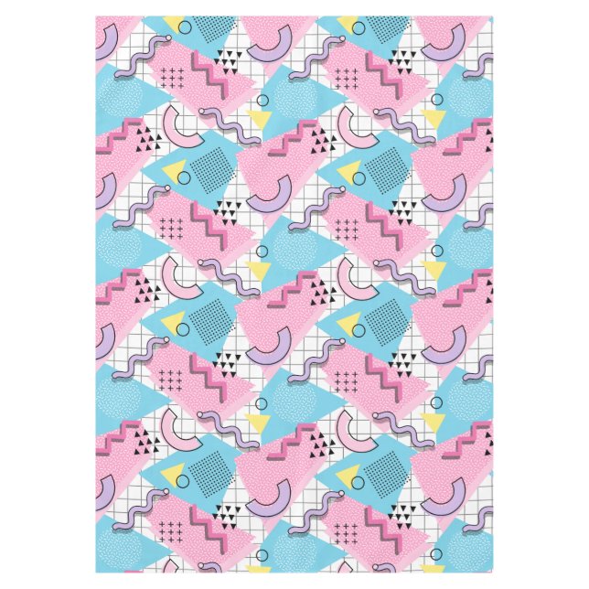 80's Memphis Active Pink Light Blue Tablecloth (Front)