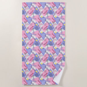 80's Memphis Active Pink Lilac Beach Towel