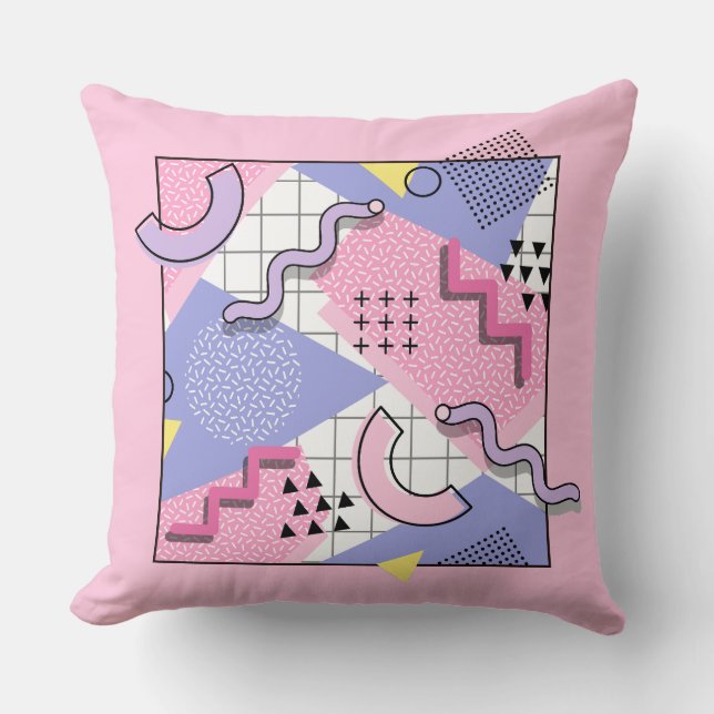 80's Memphis Active Pink Lilac Cushion (Front)