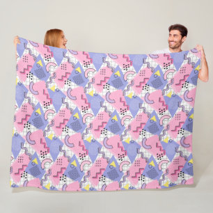80's Memphis Active Pink Lilac Fleece Blanket