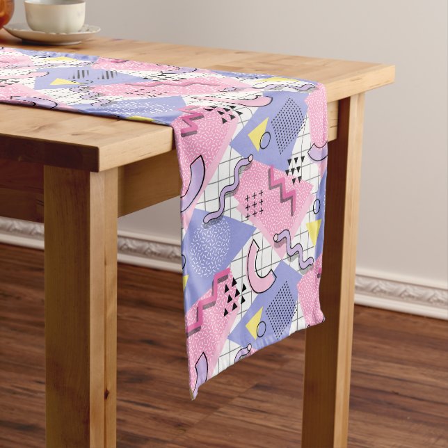 80's Memphis Active Pink Lilac Long Table Runner (In Situ)