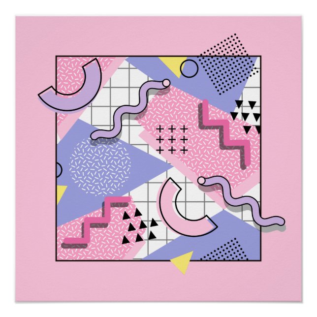 80's Memphis Active Pink Lilac Poster (Front)