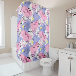 80's Memphis Active Pink Lilac Shower Curtain