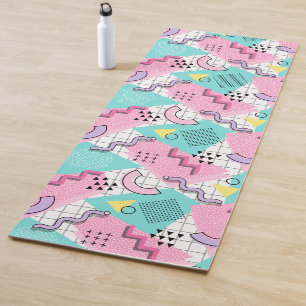 80's Memphis Active Pink Turquoise Yoga Mat