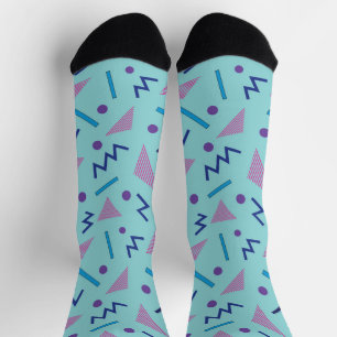 80s Memphis geometric blue pocket square  Socks