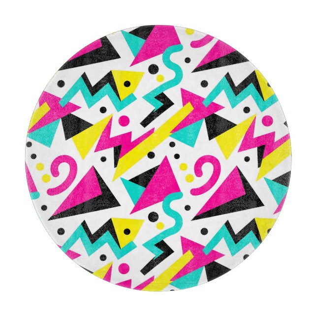 80s Memphis Geometric Pattern Cutting Board (Front)