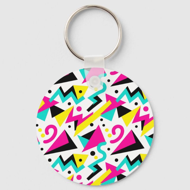 80s Memphis Geometric Pattern Key Ring (Front)