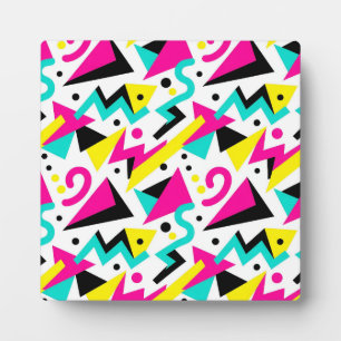 80s Memphis Geometric Pattern Plaque