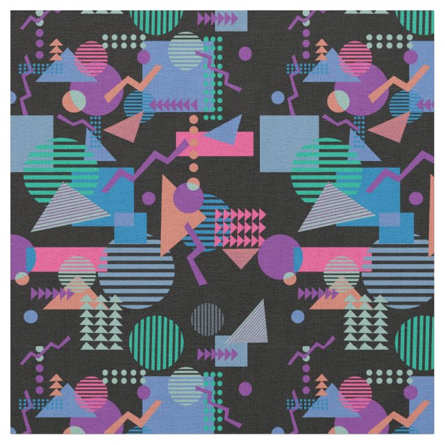 80s Memphis style Black print Geo Fabric (Close Up)