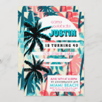 80s Miami Birthday Party Invitation