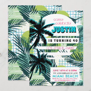 80s Miami Birthday Party Invitation