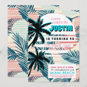 80s Miami Birthday Party Invitation