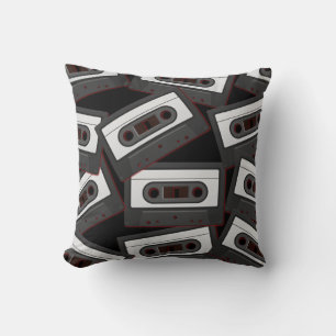 80's Mix Tape Black and White Throw Pillow