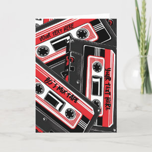 80s Mix Tape Nostalgic Black & Red Sherpa Blanket Thank You Card