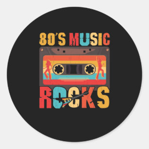 80s Music Rocks - Vintage Retro Distressed Eightie Classic Round Sticker