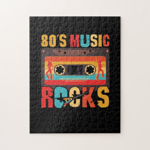 80s Music Rocks - Vintage Retro Distressed Eightie Jigsaw Puzzle