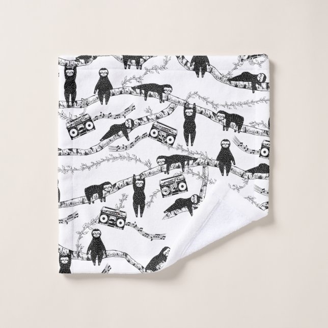 80's Music sloth pattern Wash Cloth (Wash Cloth)