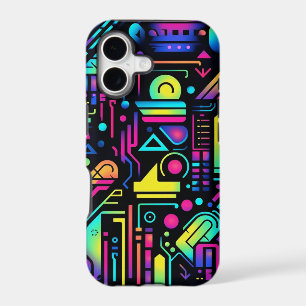80s Neon Geometric Pattern iPhone Case   Retro