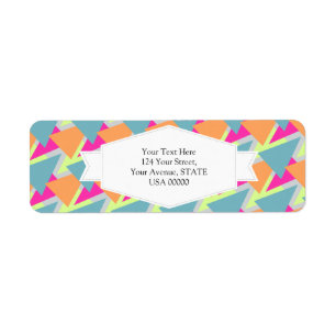80's Neon Geometric Pattern Return Address Label