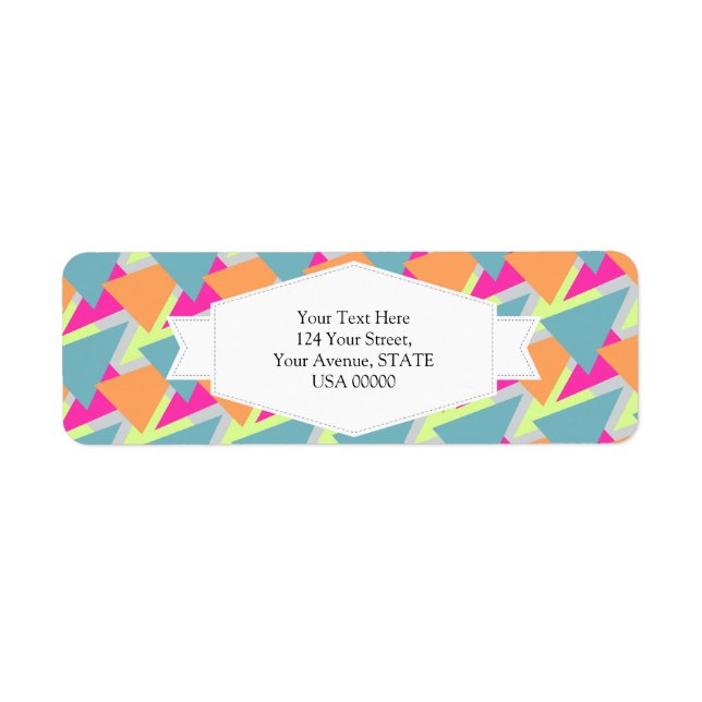 80's Neon Geometric Pattern Return Address Label (Front)