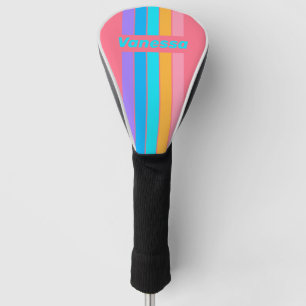 80s Neon Sunrise Pin Striped with Name Golf Head Cover