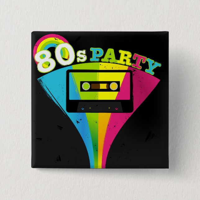 80s Party Background 15 Cm Square Badge (Front)