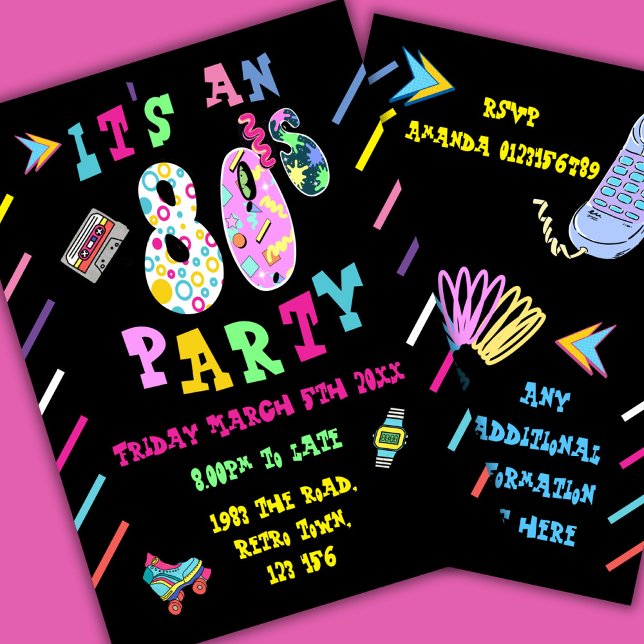 80s party invite retro 80 decade celebration  (Creator Uploaded)