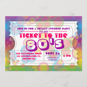 80's Party Ticket Admission Invitation